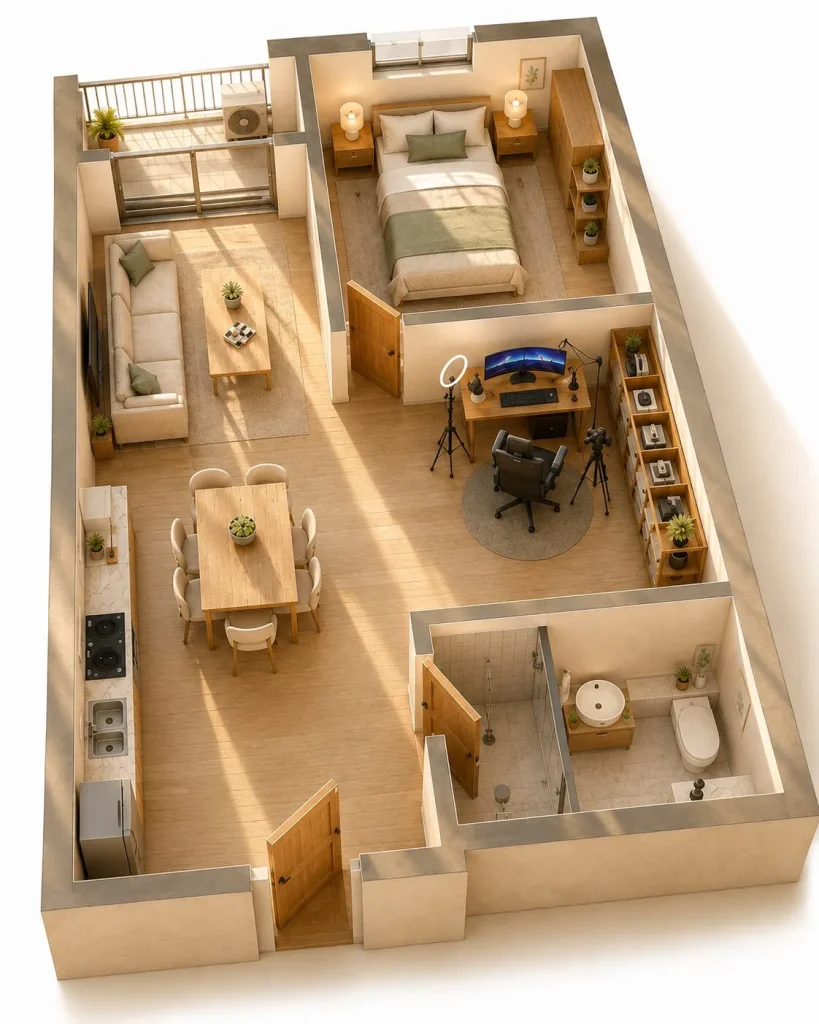 layout căn hộ 1pn