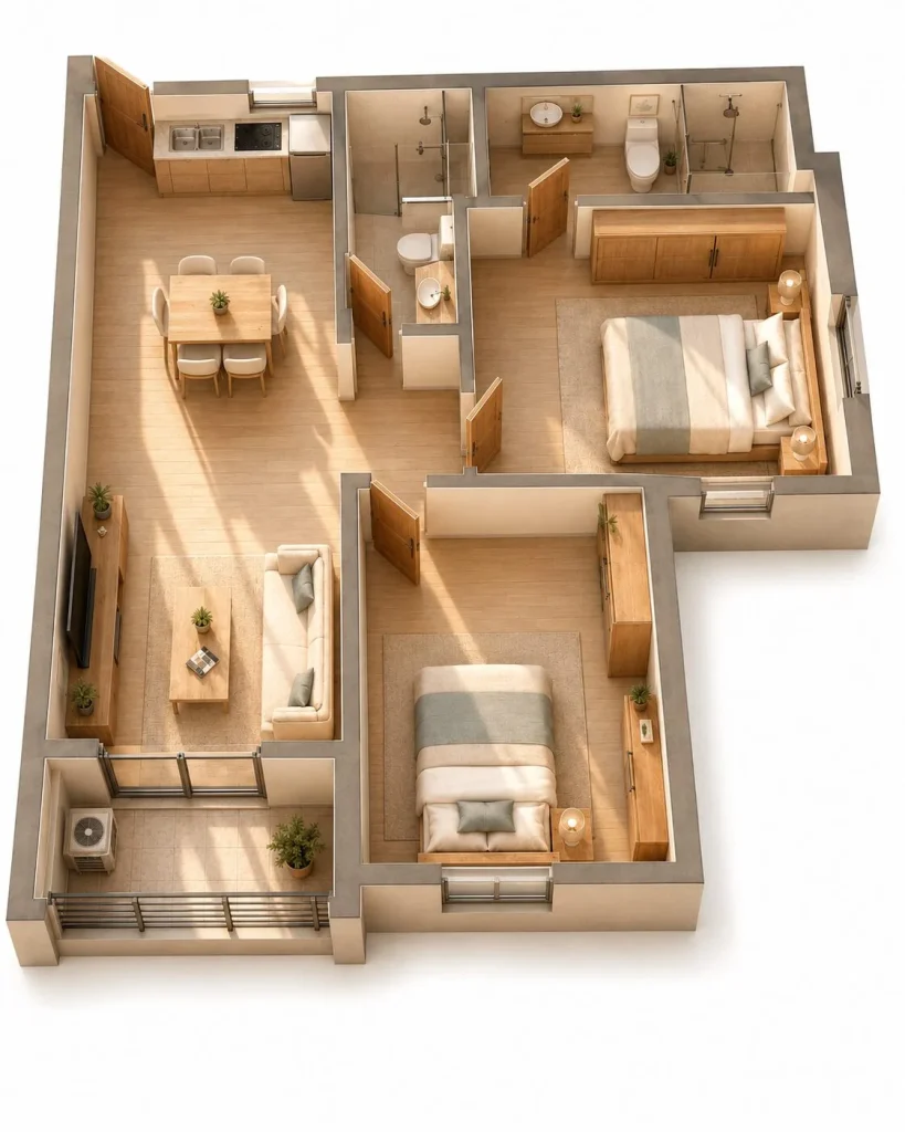 layout căn hộ 2pn